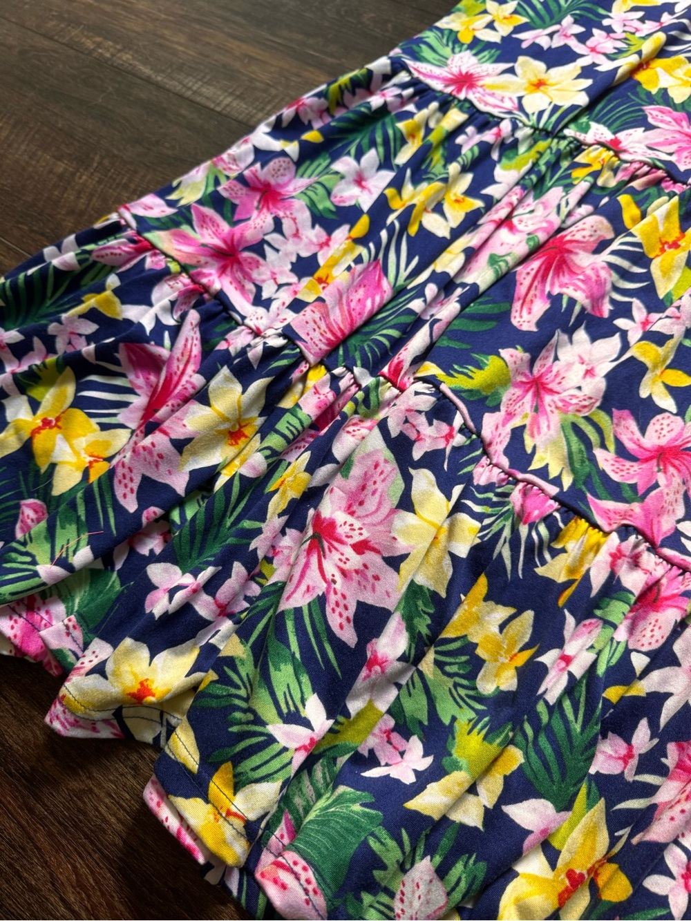 Cuddl Duds Tropical Floral Maxi Nightgown Sleeveless Pink Navy S - Picture 4 of 5